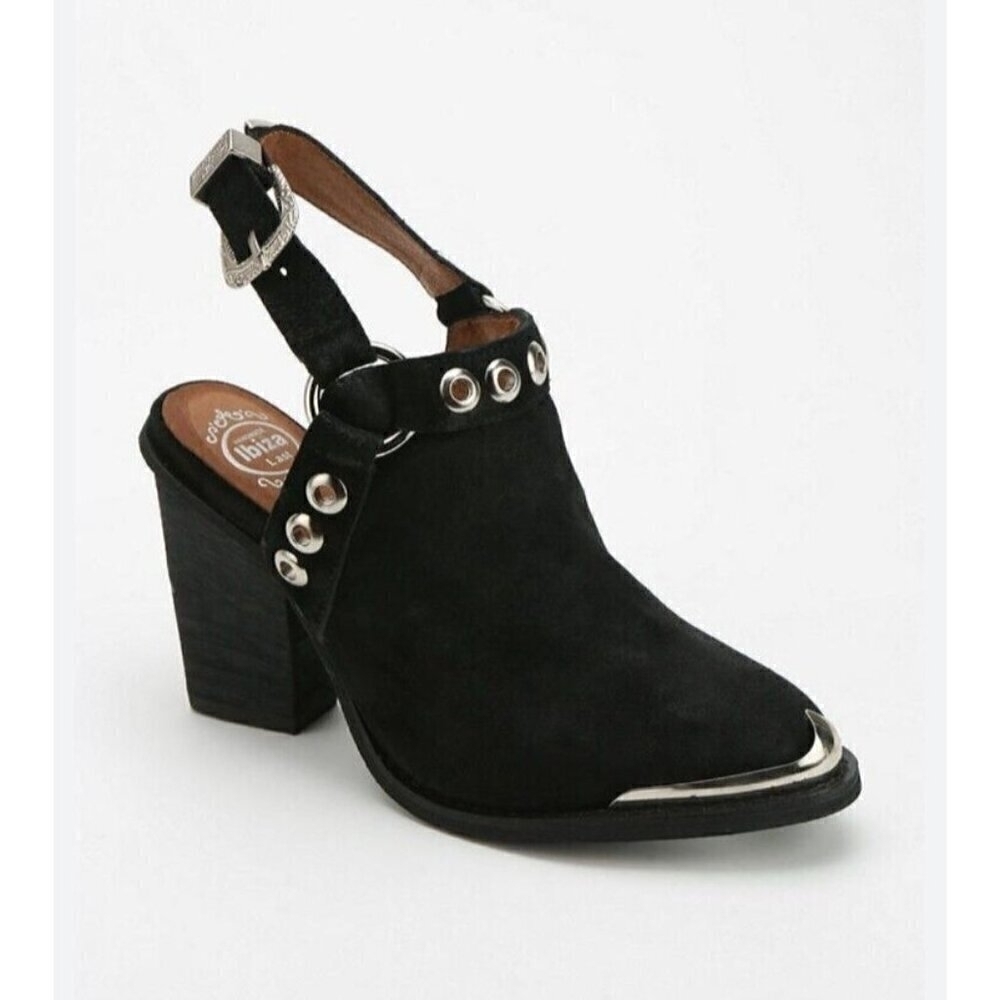 Jeffrey Campbell Black Ankle Boots with Silver Accents
